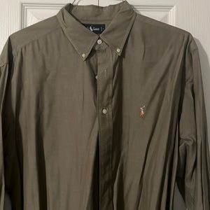Ralph Lauren Polo 34/35 17 XL Yarmouth olive button down multicolor pony
